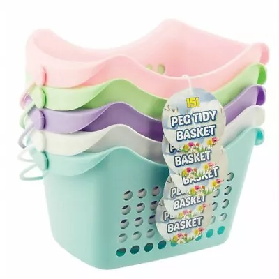 1 X Pastel Peg Tidy Basket Cloths Peg Storage Rack Holder Stand Assorted Colours • £5.49