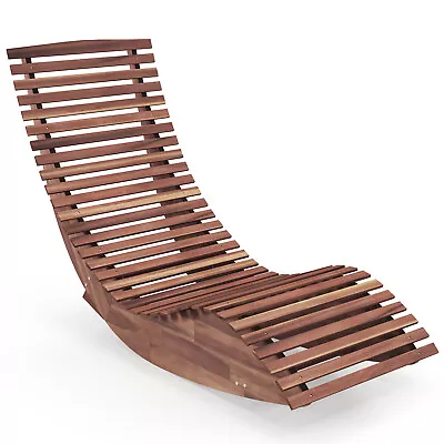 Rocking Sun Lounger Outdoor Chaise Lounge Rocker W/ Breathable Slatted Design • $159.99