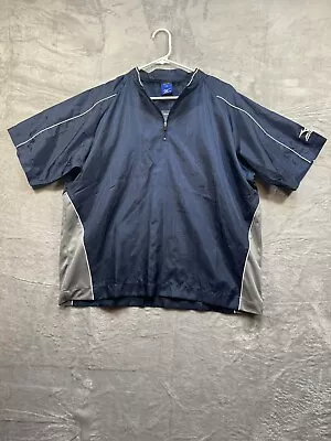 Mizuno Baseball Windbreaker Shirt Youth Extra Large Navy Blue Quarter Zip • $15