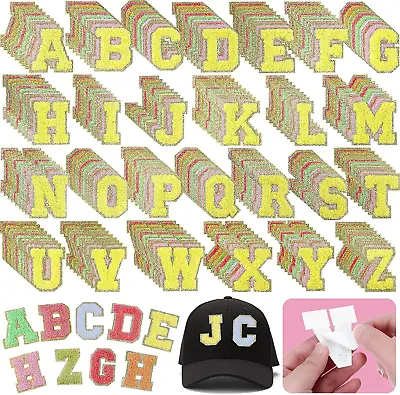 $100.34 • Buy 234 Pieces Self Adhesive Chenille Letter Patches 2.56 Inch Gold Glitter Border A