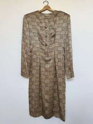 Vintage Gucci Secretary Silk Dress Micro Floral Roses Glen Plaid Size US 6 IT 42 • $350