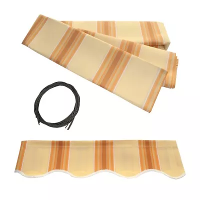 ALEKO Fabric Replacement For 13x10 Ft Retractable Awning Multi-striped Yellow • $34