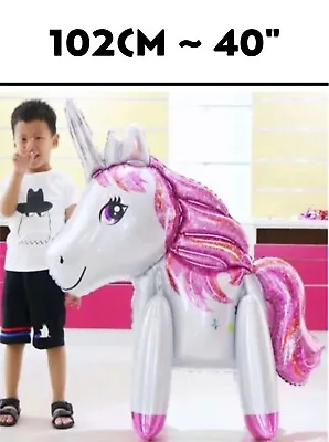 £4.99 • Buy 3D Large Unicorn Balloon Party Decorations Supplies Walking Animal Foil Balloons