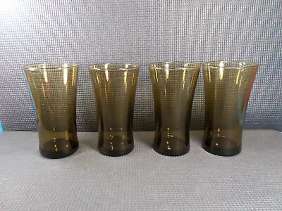 ANCHOR HOCKING Linden-Mocha 4 Glass 15 Oz Tumblers 6  Tall • $16.95