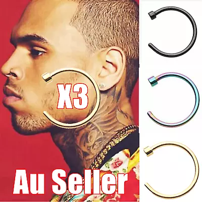 $1.95 • Buy 1/3pcs Nose Lip Ear Hoop Rings Body Piercing Earring Stud Surgical Jewellery