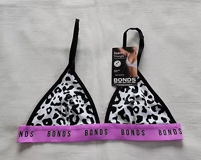 Bonds Ladies YWN7 F4Q Hot Leopard Print Icons Triangle Crop Bralette Size 10 New • $14.95