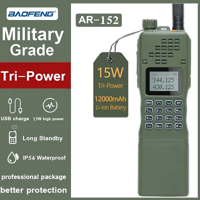 BAOFENG AR-152 15W Military Tactical Dual Band Ham Two Way Radio Walkie Talkies • $69.99