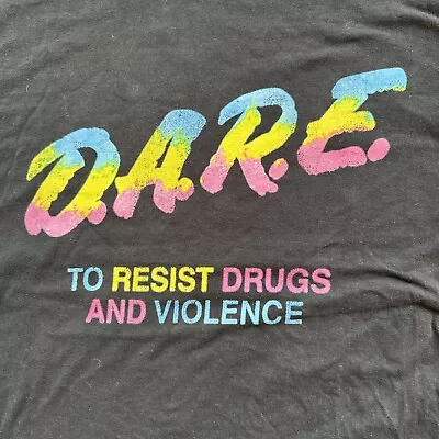 DARE Black W Rainbow Logo Say No To Drugs No Tag Mens Sz XL D.A.R.E. Psychedelic • $20