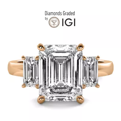 IGI Certified 4.75 Carat E VS1 Lab Grown Diamond Engagement Ring 18K Rose Gold • $3890.70