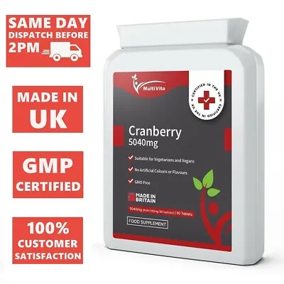 Cranberry 5040mg Urinary Tract Bladder Liver & Kidney Support MAX STRENGTH • £6.89