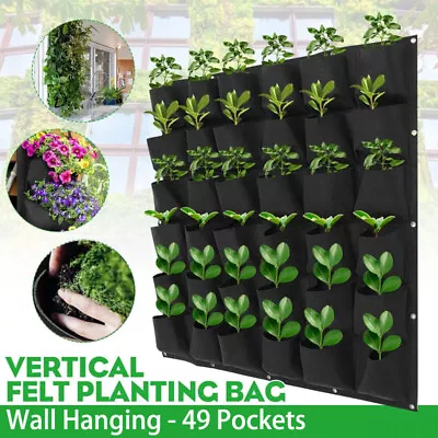 49 Pocket Vertical Garden Planter Wall Hanging Bag Garden Planting Bags Herbs • £11.99