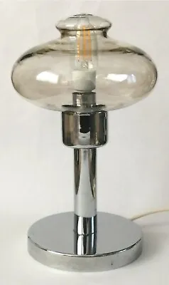 Vintage 1970s Italian Chrome And  Glass 'UFO' Table Lamp • $107.34