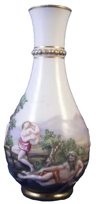 Small Antique 19thC Ginori Doccia Porcelain Relief Scene Vase Porzellan Scenic • $468.94