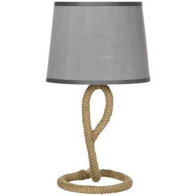 £24.99 • Buy HOMCOM Nautical Table Lamp W/ Rope Base, Desk Fabric Light, Bedroom Living Room