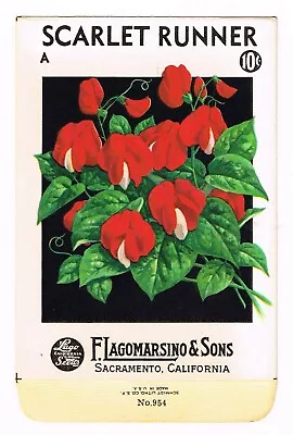 Original Vintage Seed Packets Flowers C1930s-1940s Sacramento Scarlet Runner • $4.95