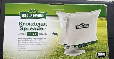 GroundWork  Broadcast Spreader 15lb Capacity For Seed Fertilizer White • $35