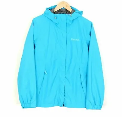 MARMOT Hooded Lined Blue Nylon Outdoor Waterproof Jacket Women Size M / MJ818 • $26.83