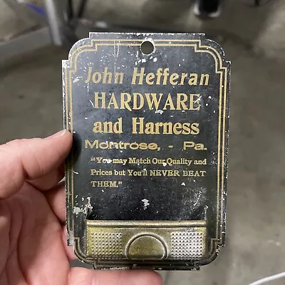 Vintage Advertising Match Holder John Jefferson Hardware And Harness Montrose PA • $45