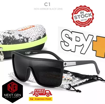 $64.99 • Buy Flynn Polarized Sunglasses Mens One Piece Spy+ UV400 Black Frame Silver Inlay BL