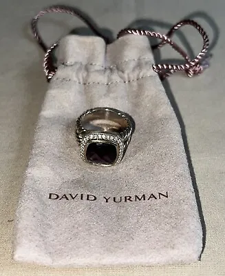 David Yurman Sterling Silver 925 Diamond Amethyst Albion Ring Size 6.5 13MM • $107.50