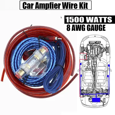 8 GA Gauge Amplifier Power Wire Wiring Kit 1500W Watt Amp Car Audio • $10.99