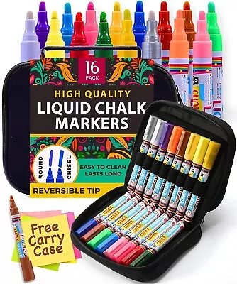 $22.99 • Buy Besso 16 Vibrant Liquid Chalk Markers W/Case Easy To Clean & Erase Chalkboard Wa