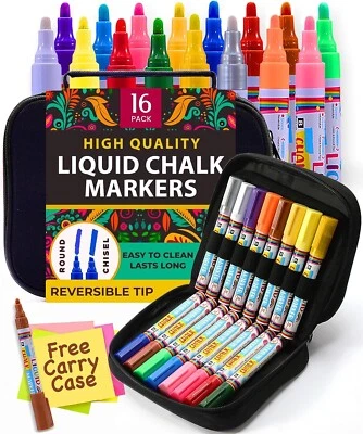 $22.99 • Buy Besso 16 Vibrant Liquid Chalk Markers W/Case Easy To Clean & Erase Chalkboard Wa
