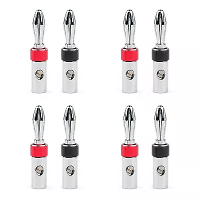 8Pcs Banana Plug Rhodium-plated Speaker Cable Wire Audio Connector Black/Red BS4 • $29.61