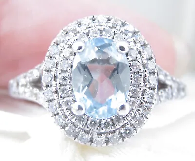 $9.50 • Buy Genuine 2.50ct Natural Diamond & Aquamarine Ring In 9K White Gold Wallace Bishop