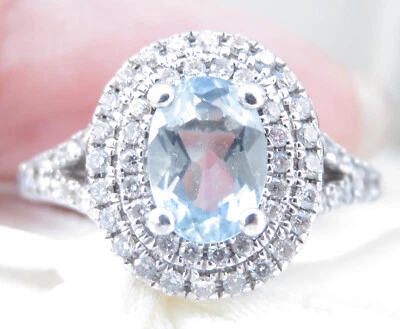 $9.50 • Buy Genuine 2.50ct Natural Diamond & Aquamarine Ring In 9K White Gold Wallace Bishop