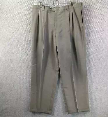 $14.99 • Buy Vabene Dress Pants Slacks Mens 42 Green Brown Blended Color Pleated Front*
