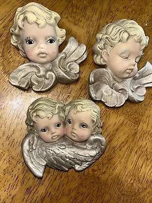 Angels   Home Decor Collectible  Wall Art Cherubs Angels Trio Matte Finish  Vtg • $12