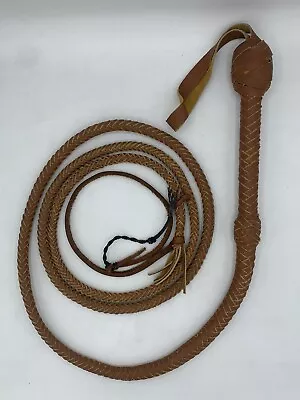 Braided Unknown Leather Bullwhip Indiana Jones Style Bull Whip 8 Ft 96” Brown • $49.99