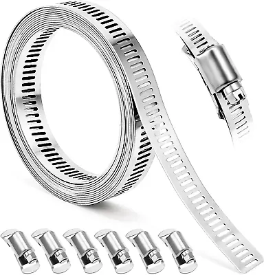 Large Hose Clamp 8.5 FT Stainless Steel Strapping With Holes + 6 Fasteners • $15.59