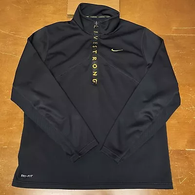 Nike Sweater Mens Large Black Dri Fit 1/4 Zip Pullover Long Sleeve Livestrong • $29.95