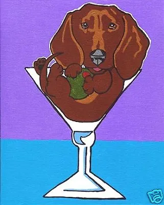 RED DACHSHUND Martini Dog Pop Art Print VERN Painting • $11.98