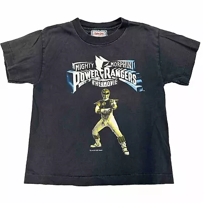 Vintage Mighty Morphin Power Ranger Shirt Youth Kids L (6-7) Black 90s Saban ** • $55.88