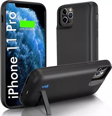  For IPhone 11 Pro External Battery Case Charging Cover Kickstand Extend Battery • £22.78