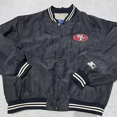 Vintage 90 Starter San Francisco 49ers NFL Bomber Jacket Mens L Large USA Black • $158