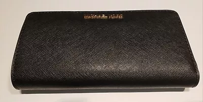 Michael Kors Leather Large Top Zip Continental Wallet Black Nwt • $45