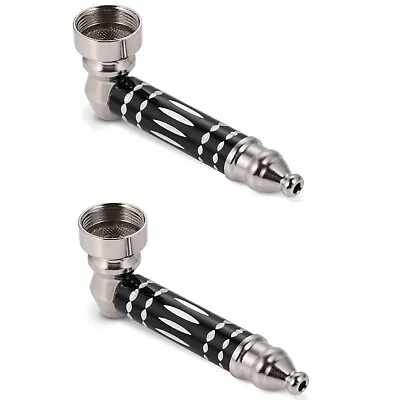 New 2 Pack Black Metal Smoking Pipes + Tobacco Screens For Bowl SAME DAY SHIP • $8.99