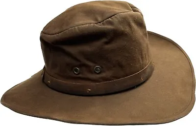 Vintage Hat Australian Outback Trading Company USA Vented Oil Cloth Boonie Brown • $24.97