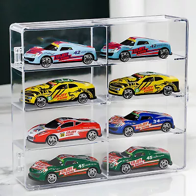 Model Car Diecast Display Case 1:36 Scale 8 Car Compartment With Locking Latch • $32.99