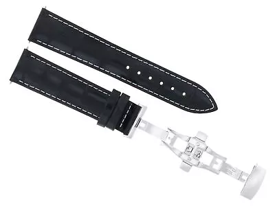 24mm Leather Watch Band Strap For Lupah 24 Watch Deployment Clasp Black Ws • $29.95