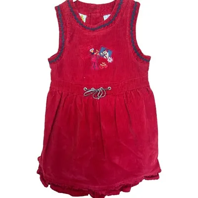 Vintage Sesame Street Elmo Pony Cute Red Corduroy Dress 5t • $16.99