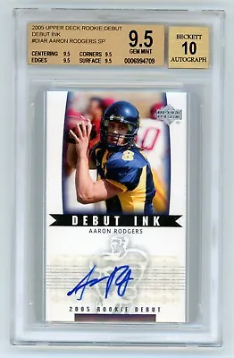 2005 UD Rookie Debut Aaron Rodgers Ink Auto Autograph 10 RC SP BGS 9.5 • $2699