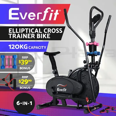 Everfit Exercise Bike 6in1 Elliptical Cross Trainer Bicycle Home Gym Fitness • $229.95