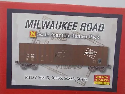 Micro Trains~ Milwaukee Road 50' Box Car ~four Car Runner Pack~n Scale • $100