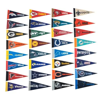 NFL FOOTBALL ~ Complete Set Of 32 Mini Pennant 4x9 Inches Team Banner Flag • $27.50