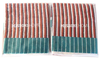 MISSONI HOME 2 HAND TOWELS PEACH SKIN COTTON Individ PACK LOGO 15x24in NELL 170E • $80